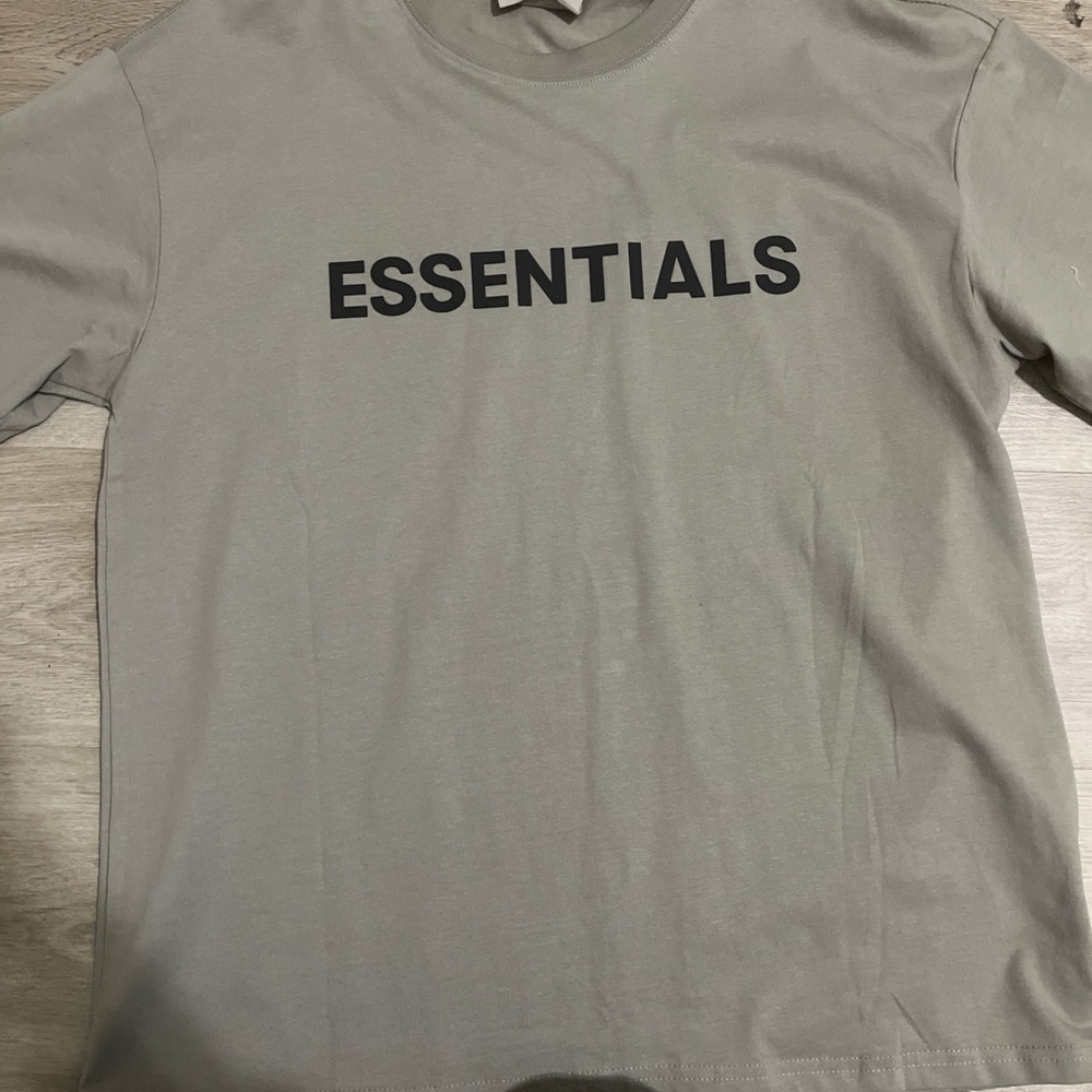 Essentials Fear of God Tee in Taupe with Black Logo